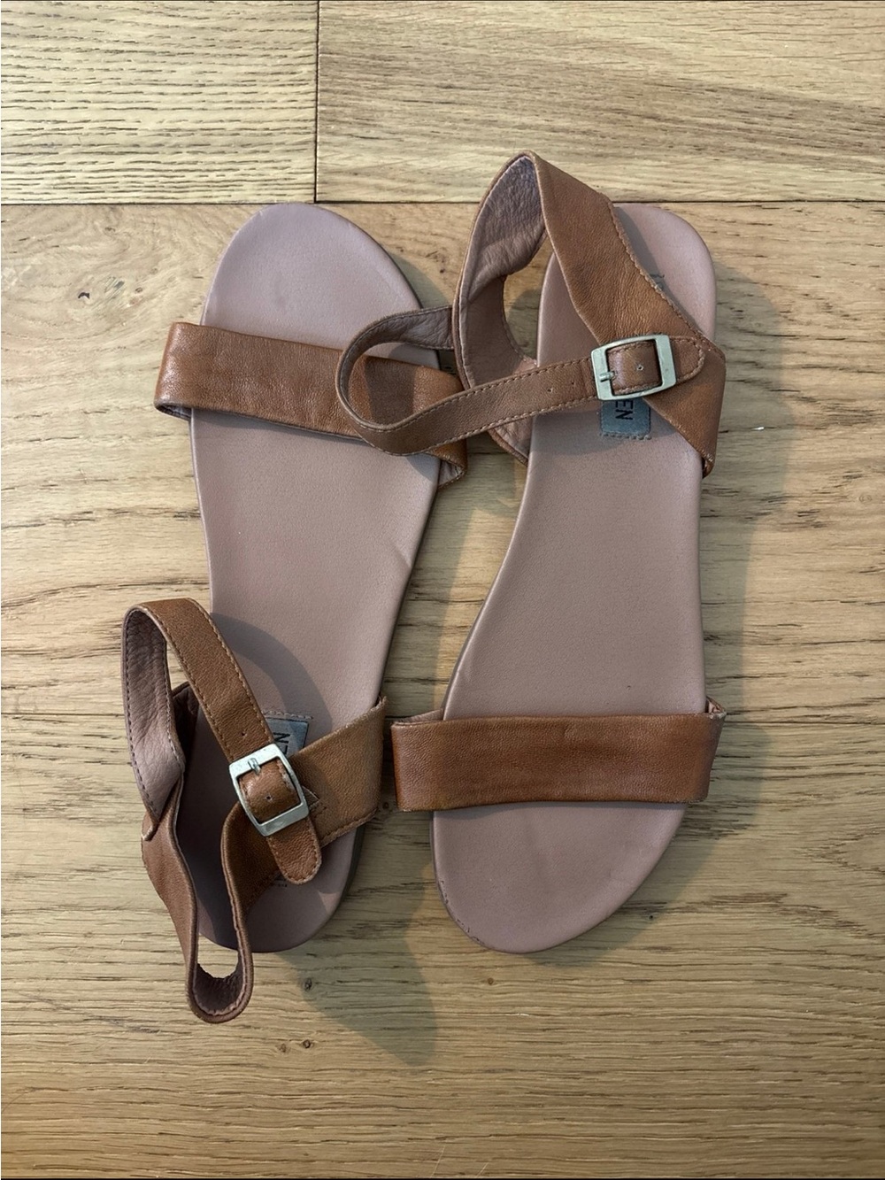Steve Madden Brown Leather Ankle-Strap Women's Sandals